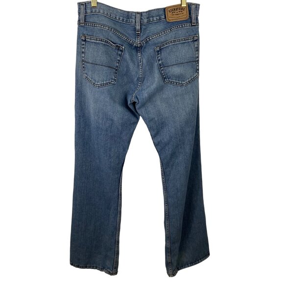 Levis Signature Bootcut Blue Denim Jeans Distressed Hem Mens Size 34X34 - Picture 4 of 13